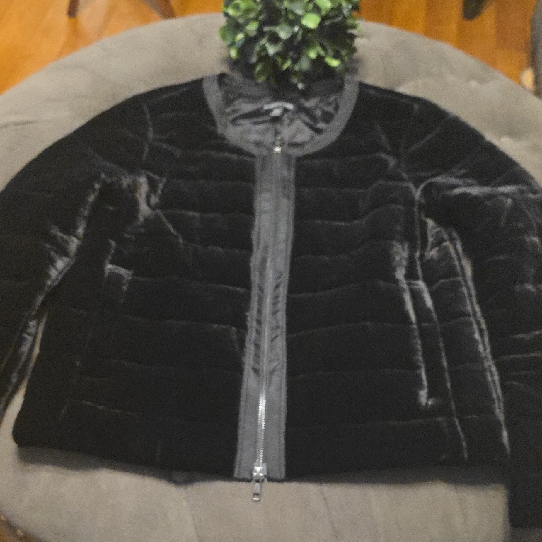 Women's Black Velvet Puffer Jacket